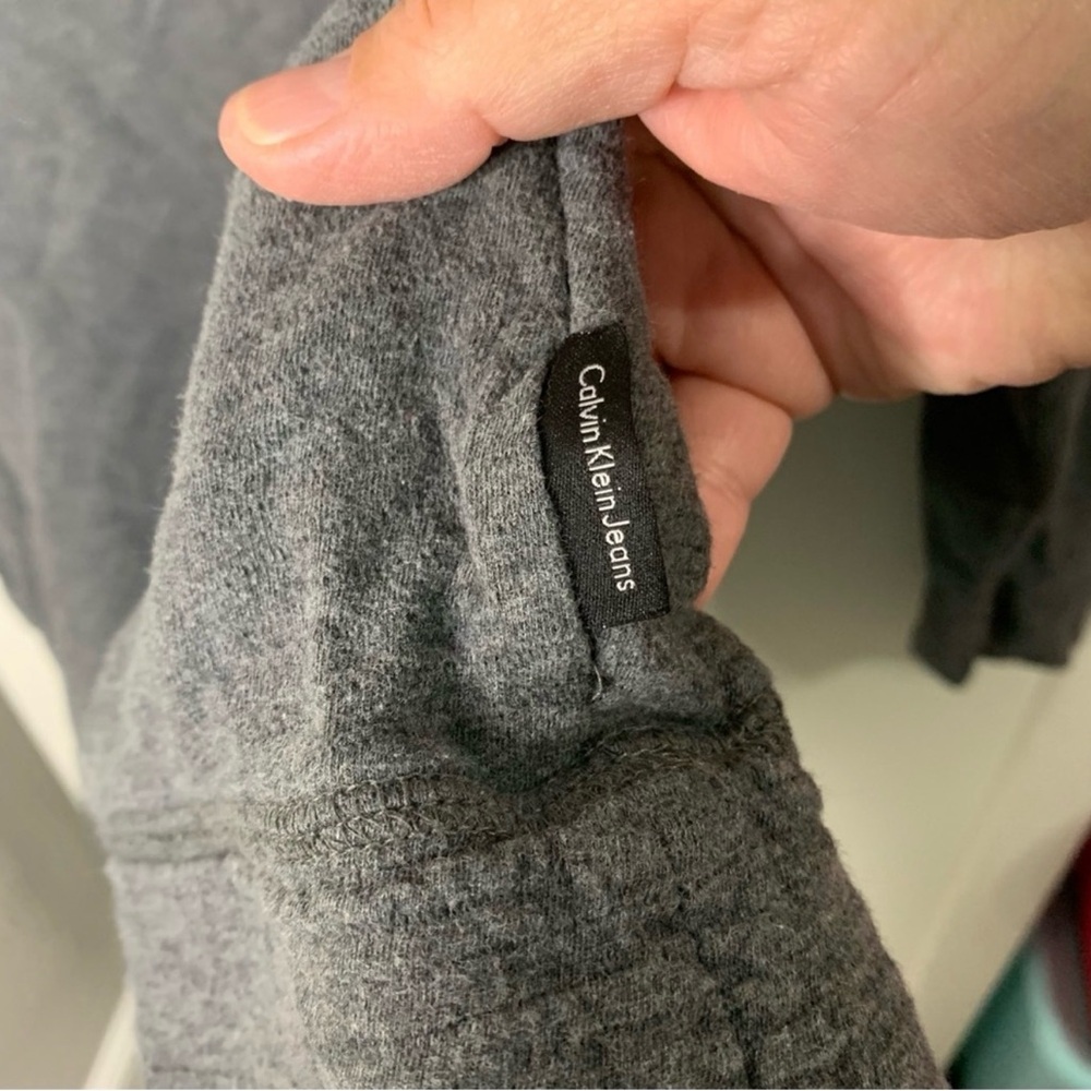 Calvin Klein Men’s Quarter-Zip Pullover Sweater Gray 100% Cotton Size LG - Picture 12 of 15